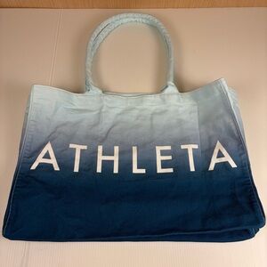 Athleta Ombré Blue Canvas Tote Bag | Gym Beach Reusable